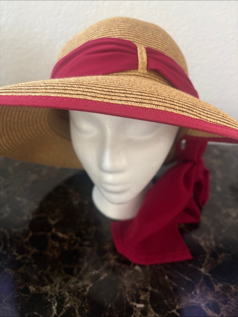 San Diego Hat Company Natural Straw Sun Hat with Fuchsia Trim